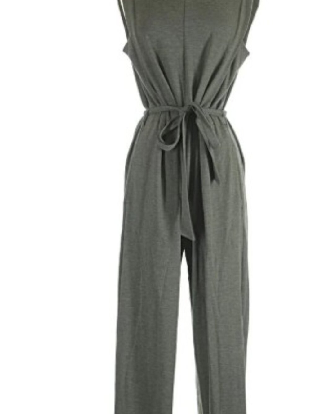 NWT! Max Studio Army Green French Terry Waist Tie Jumpsuit - L